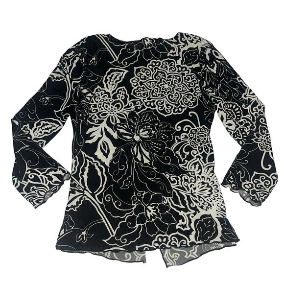 Perfect 90s Sz M Going Out Midriff 3/4 Sleeve Top Blouse Floral Y2K B5 - Picture 9 of 10